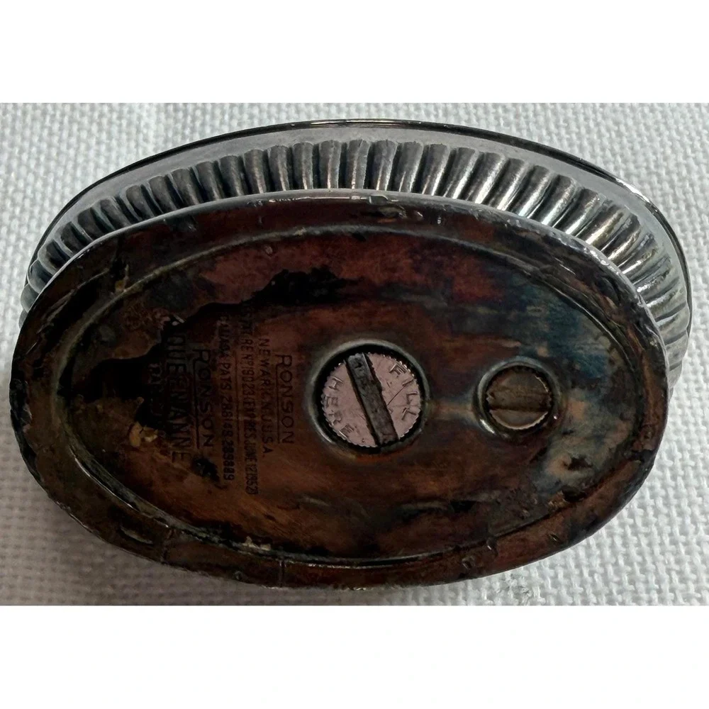 Vintage Ronson Queen Anne Table Lighter Silver Plate Mid Century Tobacciana